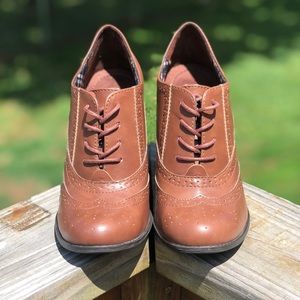 American Eagle High Heel Brown Tie Booties